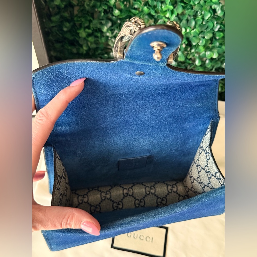 100% Authentic Gucci Blue Floral GG Supreme Bag - Picture 9 of 12